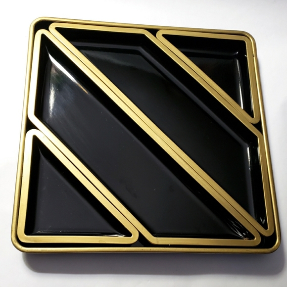 TOYO Black Lacquer 5 pc Snack Tray set - Picture 7 of 8